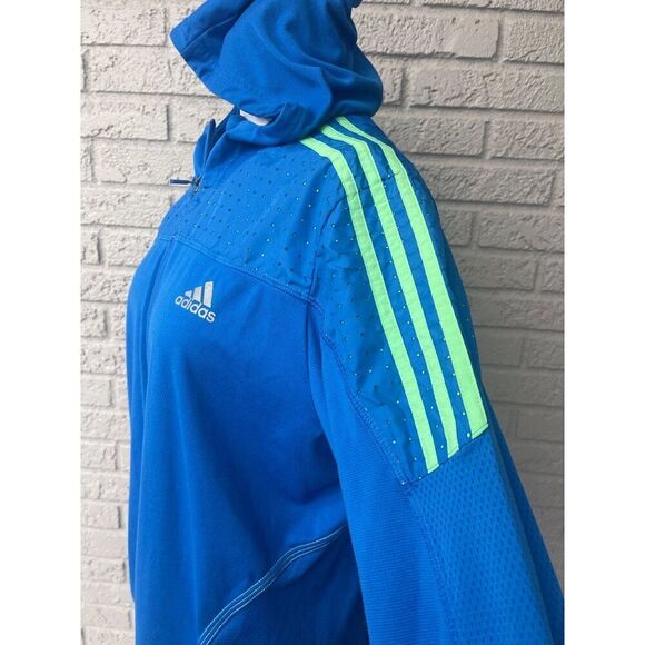 Adidas Women Zip Front Trefoil Striped Mesh Hoodie Size L - Picture 5 of 10